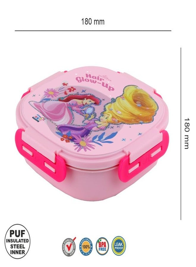 SKi Homeware Baker Insulated 3 Grid Bento Lunch Box With Stainless Steel Inner And A Steel Spoon-Princess, 450Ml - Image 3